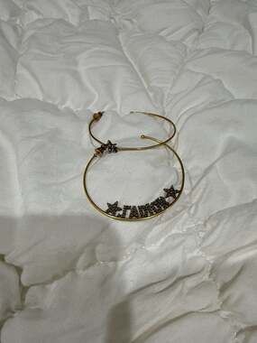 Christian Dior J'Adior Gold-Finish Crystal Star Hoop Earrings